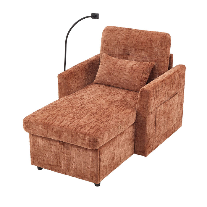 Multifunctional Chenille Recliner Sofa With Storage And Phone Bracket