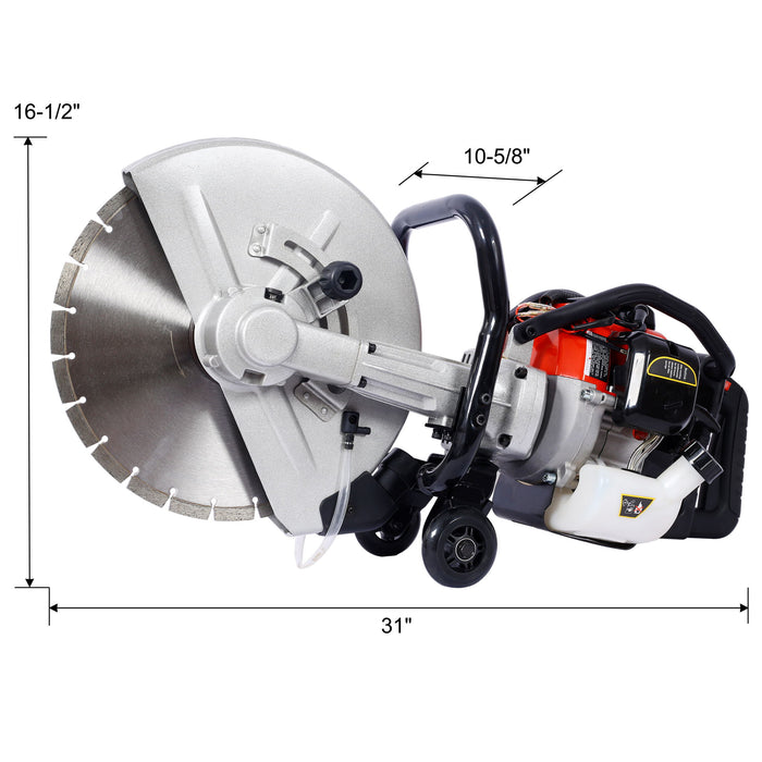 Industrial 52Cc 2 Stroke Gas Powered Concrete Cut Off Saw With Blade Steel - Red