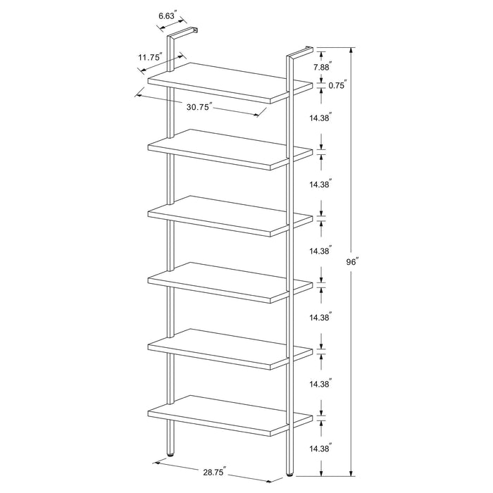 Christy - Owens - 6 Shelf Wall Bookshelf - Walnut