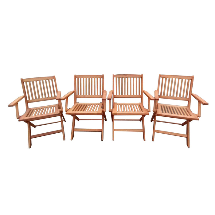 Foldable Patio Dining Set With 4 Folding Chairs For Indoor And Outdoor Use - Teak