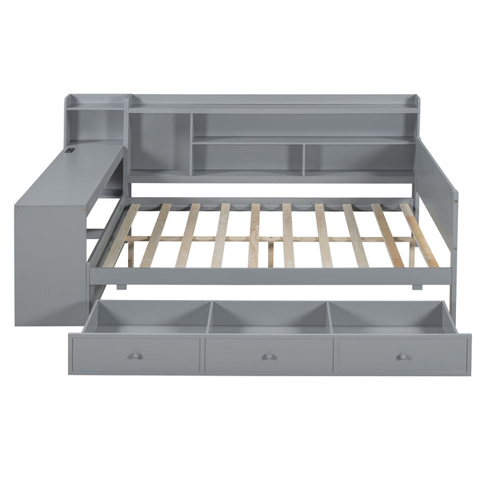 Daybed With 3 Drawers USB Ports And Desk