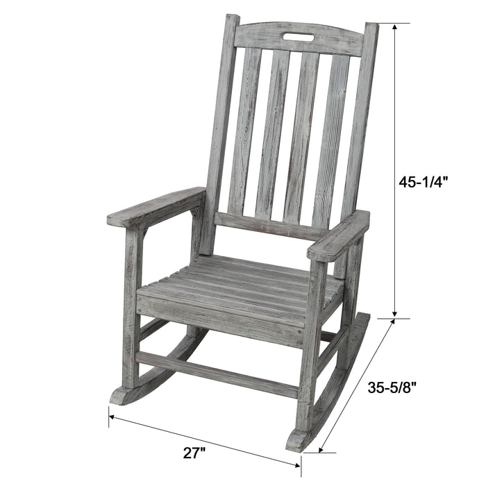 Oversized Porch Rocker Chair With Wide Seat And Tall Backrest