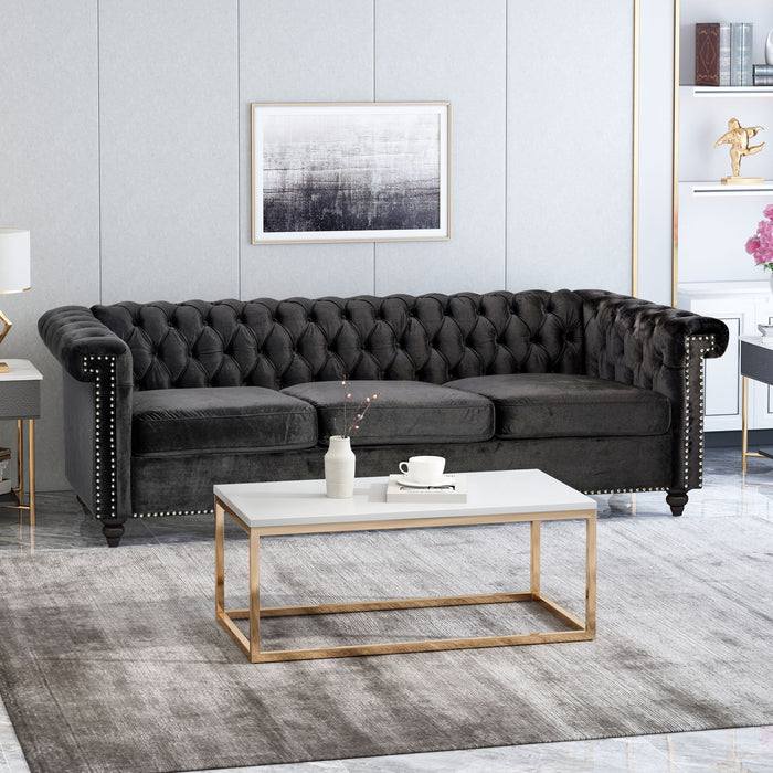 Chesterfield Style 3 Seater Sofa With Deep Button Tufting