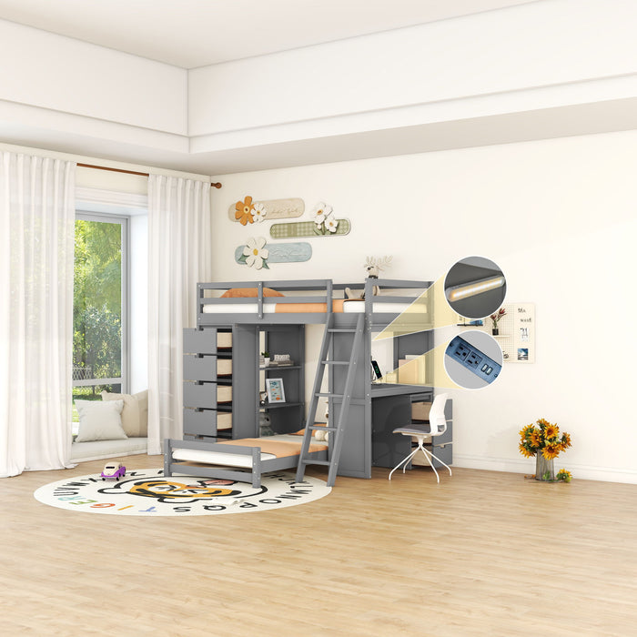 Bunk Bed With LED Light And USB Ports