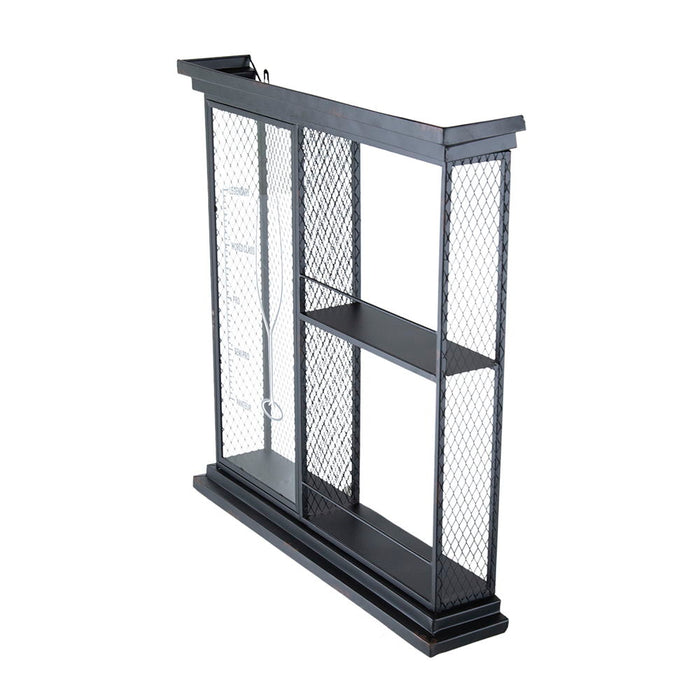 Floating Wine Bar Shelf With Glass Holder And Display Shelves - Black