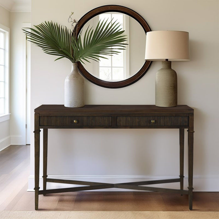 Fluted - 2 Drawer Storage Console Table - Brown