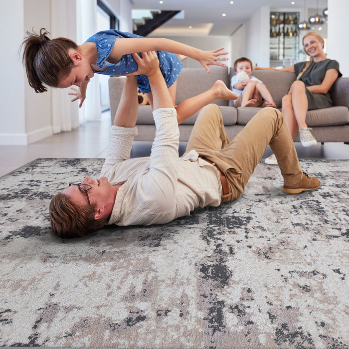 Payas - 6' X 9' Abstract Area Rug - Cream / Brown