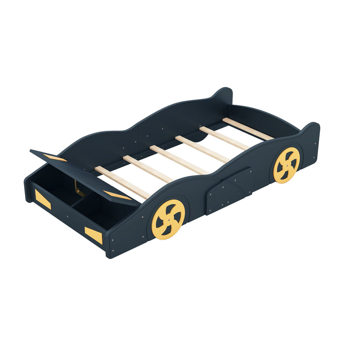 Race Car Shaped Platform Bed With Wheels And Storage