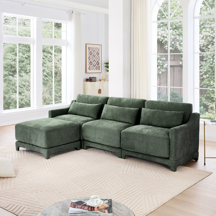 Stylish Sofa With Ottoman And Lumbar Pillows, Ergonomic Design