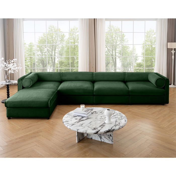Contemporary Elegant White Chenille Sofa With Storage And Ottoman