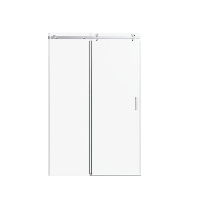 Frameless Single Sliding Shower Doors, 5 / 16" Sgcc Tempered Glass, Reversible - Brushed Nickel