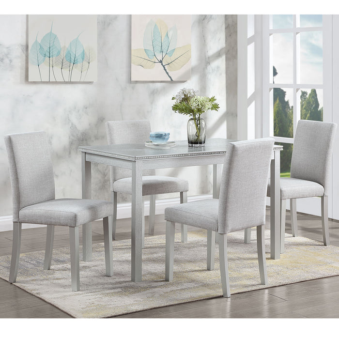 Dining Table Set With Crystal Decoration And Upholstered Chairs