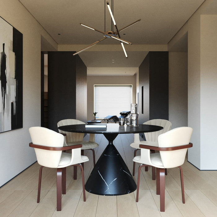 Mid Century Modern Bentwood Swivel Dining Chairs (Set of 2) - White / Walnut