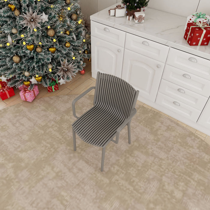 4 Piece Stackable Single Chairs With Vertical Stripe Design For All Weather