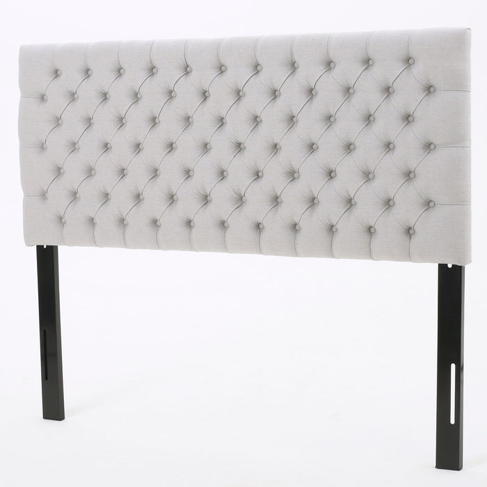Queen Size Headboard With Button Tufting - Light Gray