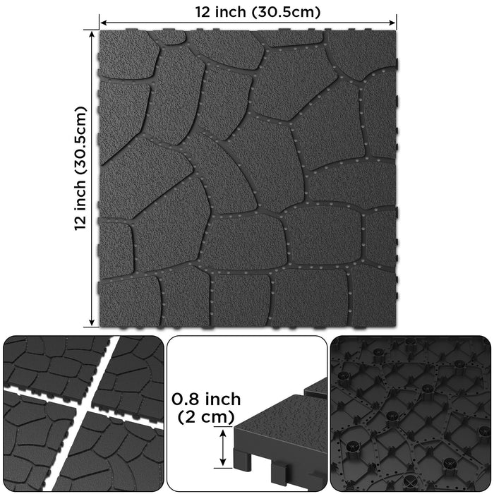 New Stone Texture Patio Deck Tiles, Diy Interlocking Floor Tiles, Easy Installation