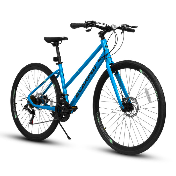 A28250 Road Bike With Aluminum Alloy Wheels, 21 Speed Gear System, Disc Brakes, Wide Tires