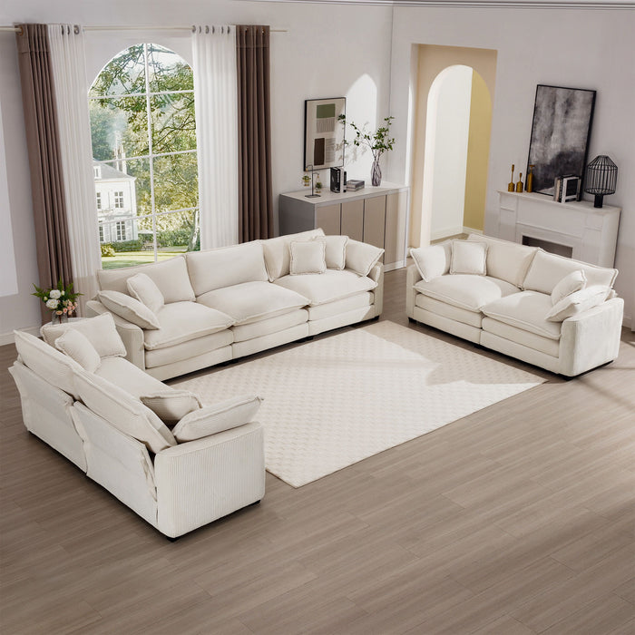 Elegant Corduroy Oversized Sectional Sofa Set With Deep Seats And Flexible Layout
