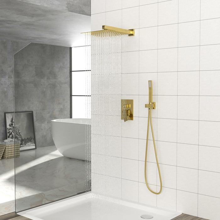 Dual Shower Head System With 12" Square Rain Shower And Rough In Valve