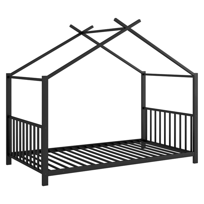 Metal House Platform Bed With Modern Design And Durable Frame