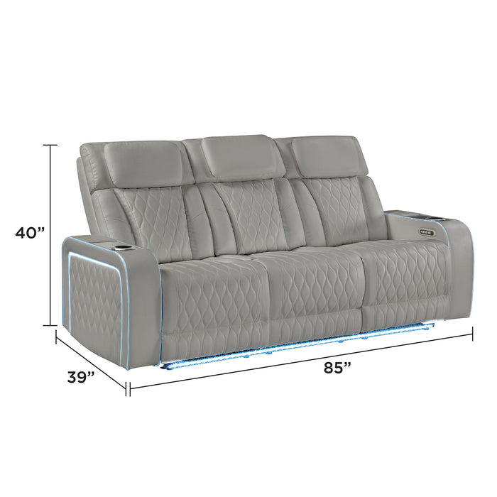 Electra - 3 Piece Power Reclining Sofa, Loveseat And Recliner Set With Power Headrests, Massage And LED Lighting
