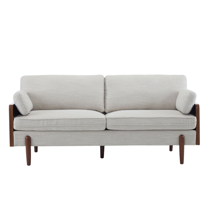 Mid Century Moderne Sofa With Wood Sides