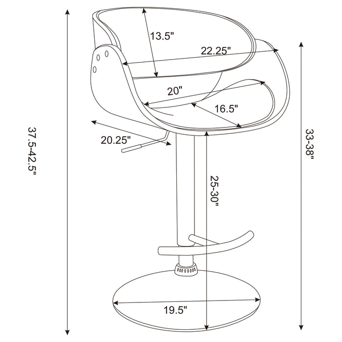 Ergonomic Adjustable Bar Stool - Ivory