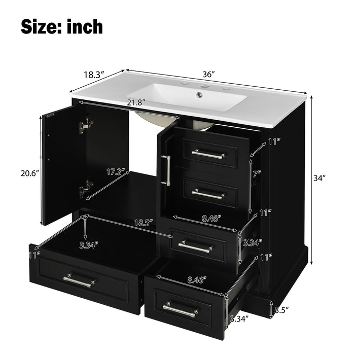 Traditional Bathroom Vanity With Soft Close Doors And Drawers