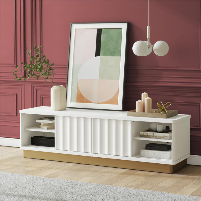 Rene - Scalloped TV Stand For TVs Up To 65" - White