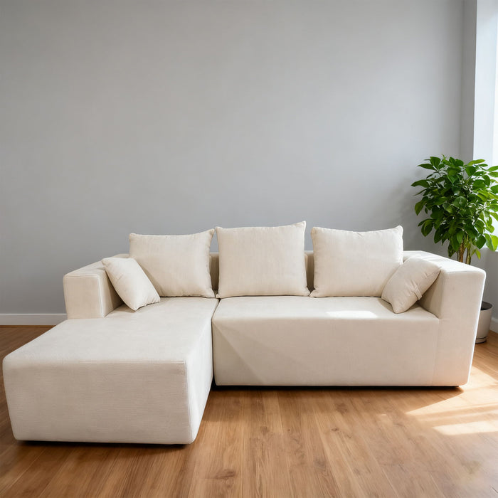 Modular Corner Sofa With Soft Linen Fabric