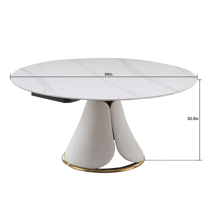 Fashion Modern Sintered Stone Dining Table With Retractable Function And Chairs