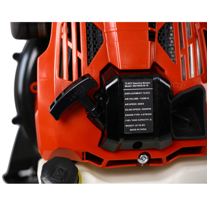Powerful 76Cc 4 Stroke Gasoline Blower Epa Compliant Red Plastic - Red