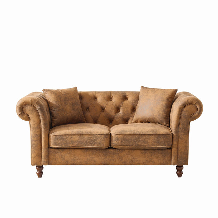 Chesterfield Loveseat, High Tech Fabric Roll Armrest