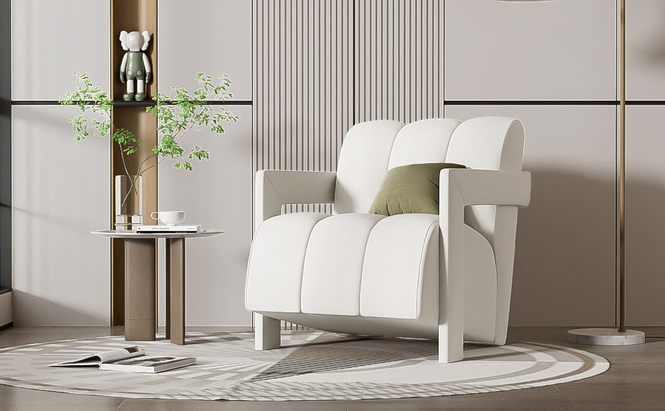 Modern Minimalist Leisure Armchair With L Shaped Armrests