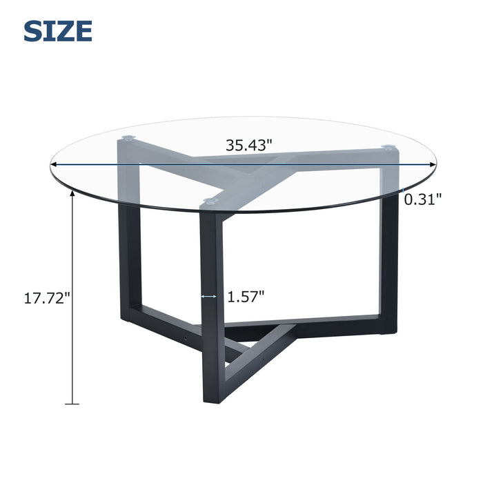 Round Glass Coffee Table Modern Cocktail Table