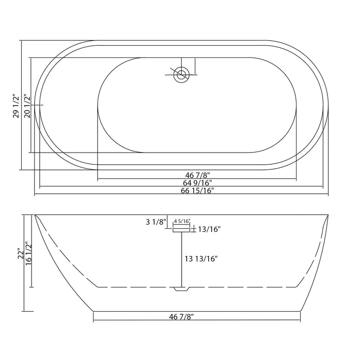 Glossy Freestanding Bathtub With Pop Up Drain