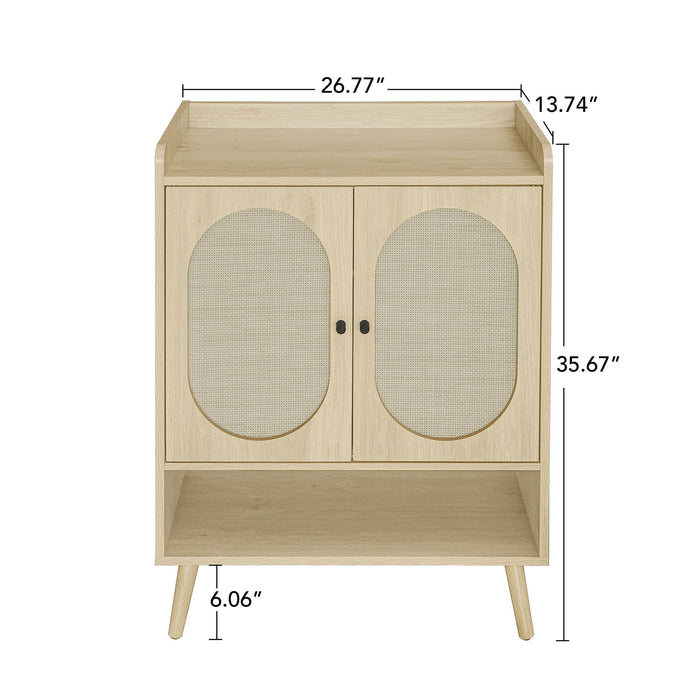 2 Door Shoe Rack, Freestanding, Modern Shoe Storage Cabinet, For Entryway - Natural
