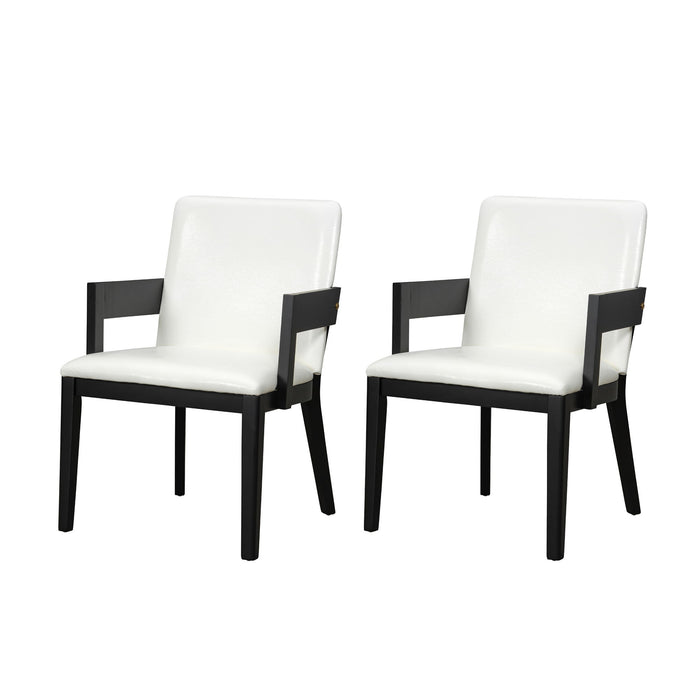 Modern Glossy Dining Chairs (Set of 2), Elegant Upholstery And Ergonomic Design - Black White