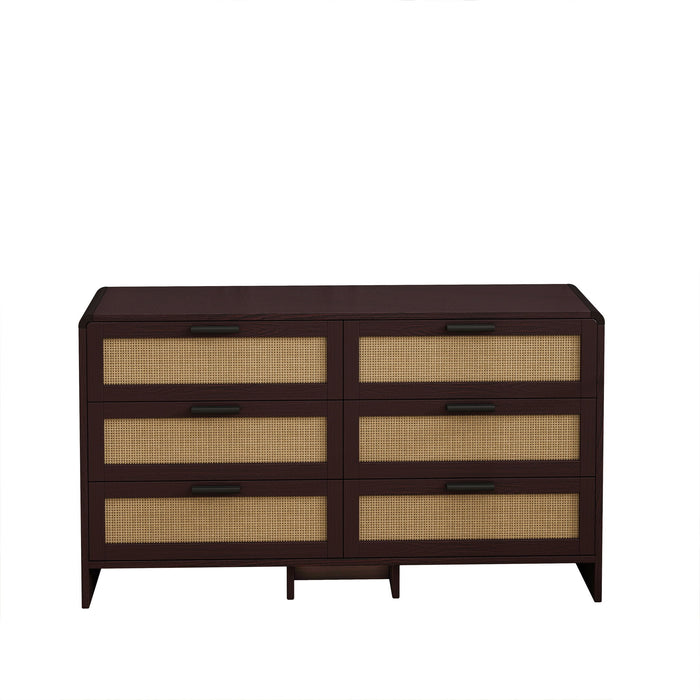 Modern Arc Shaped Corner Rattan Cabinet With 6 Drawers