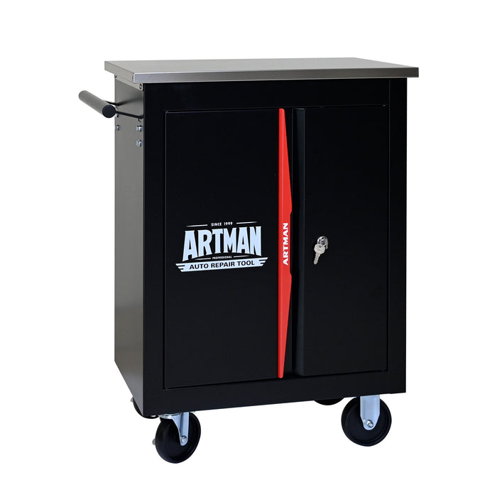 Double Door Clapboardl Multi Function Tool Cart - Black / Red