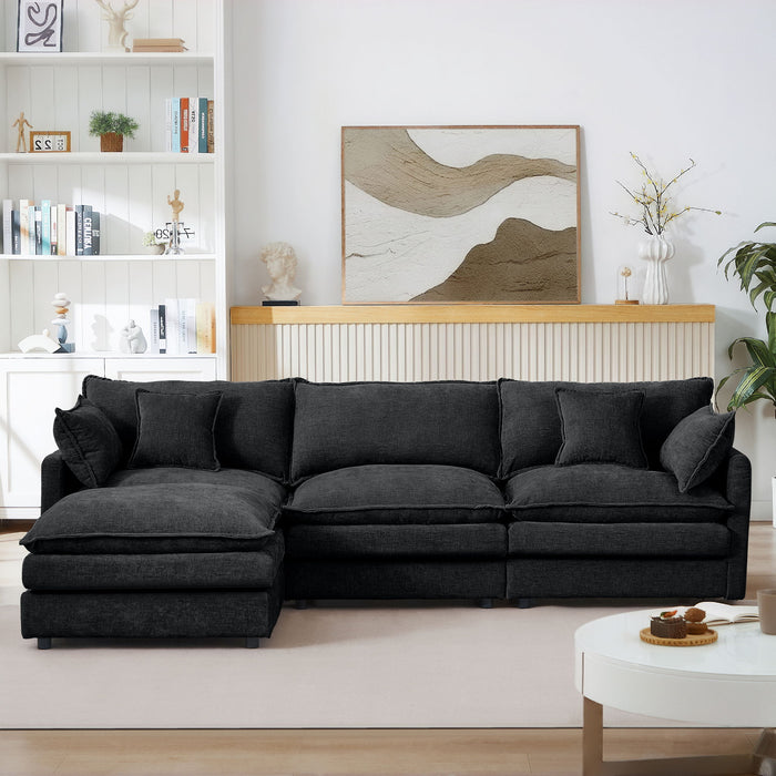 Modular L-Shaped Sectional Sofa With Movable Ottoman