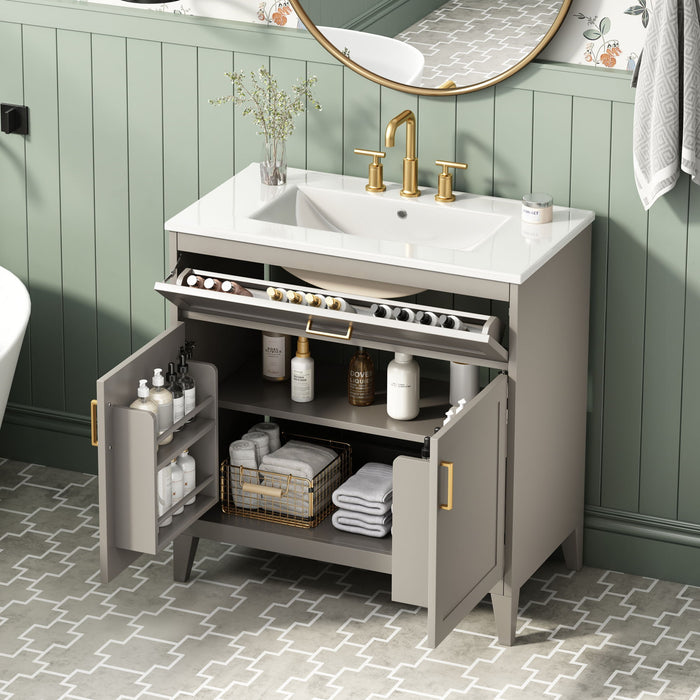 Bathroom Vanity With Sink Top, Adjustable Shelf, Door Organizers