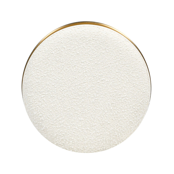 Nebula - Backless Round Upholstered Counter Stool With Burl - Ivory White