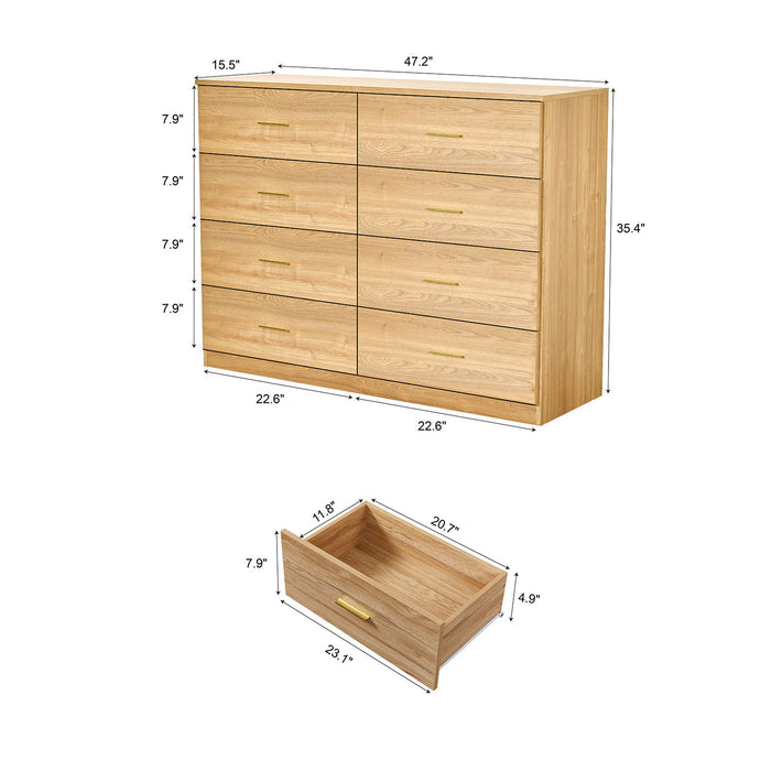 Modern Drawer Dresser For Bedroom, Ample Storage Wide Chest Of Drawers