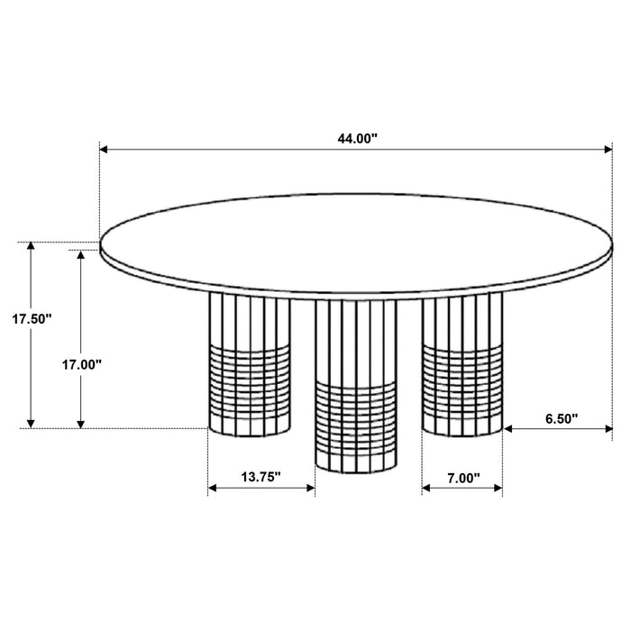 Preston - 2 Piece Coffee And End Table Set With Cylindrical Pedestal Bases, Round Design - White