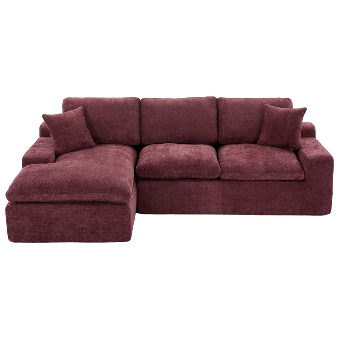 Cloud Sectional Sofa With Double Layer Cushion And Side Pockets, Free-Combined