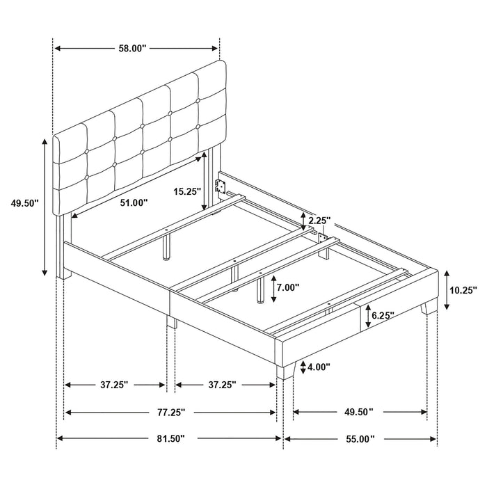 Tufted Full Panel Bed With Button Tufted Headboard, Platform Design - Charcoal