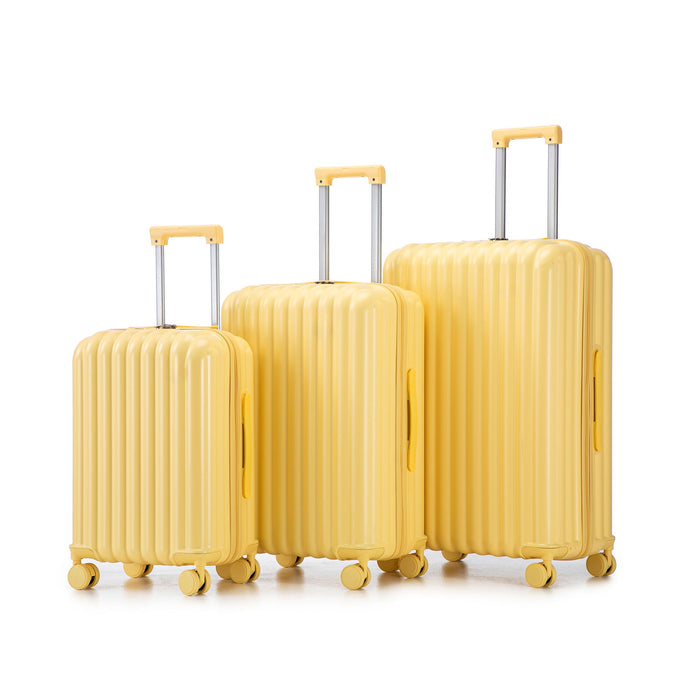 20" / 24" / 28" 3 Pieces / Set Spinner Wheel Luggage, Carry On Suitcase, With Cup Holder & USB Port & Phone Holder
