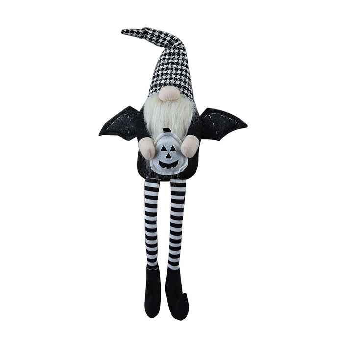 Sitting Gnome With Wings & Plaid Hat, For Halloween Decor