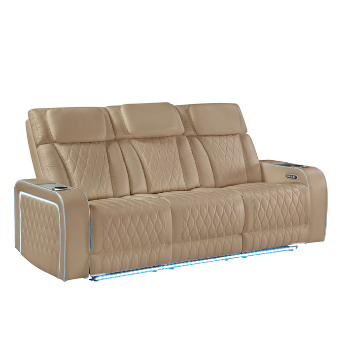 Electra - 3 Piece Power Reclining Sofa, Loveseat And Recliner Set With Power Headrests, Massage And LED Lighting
